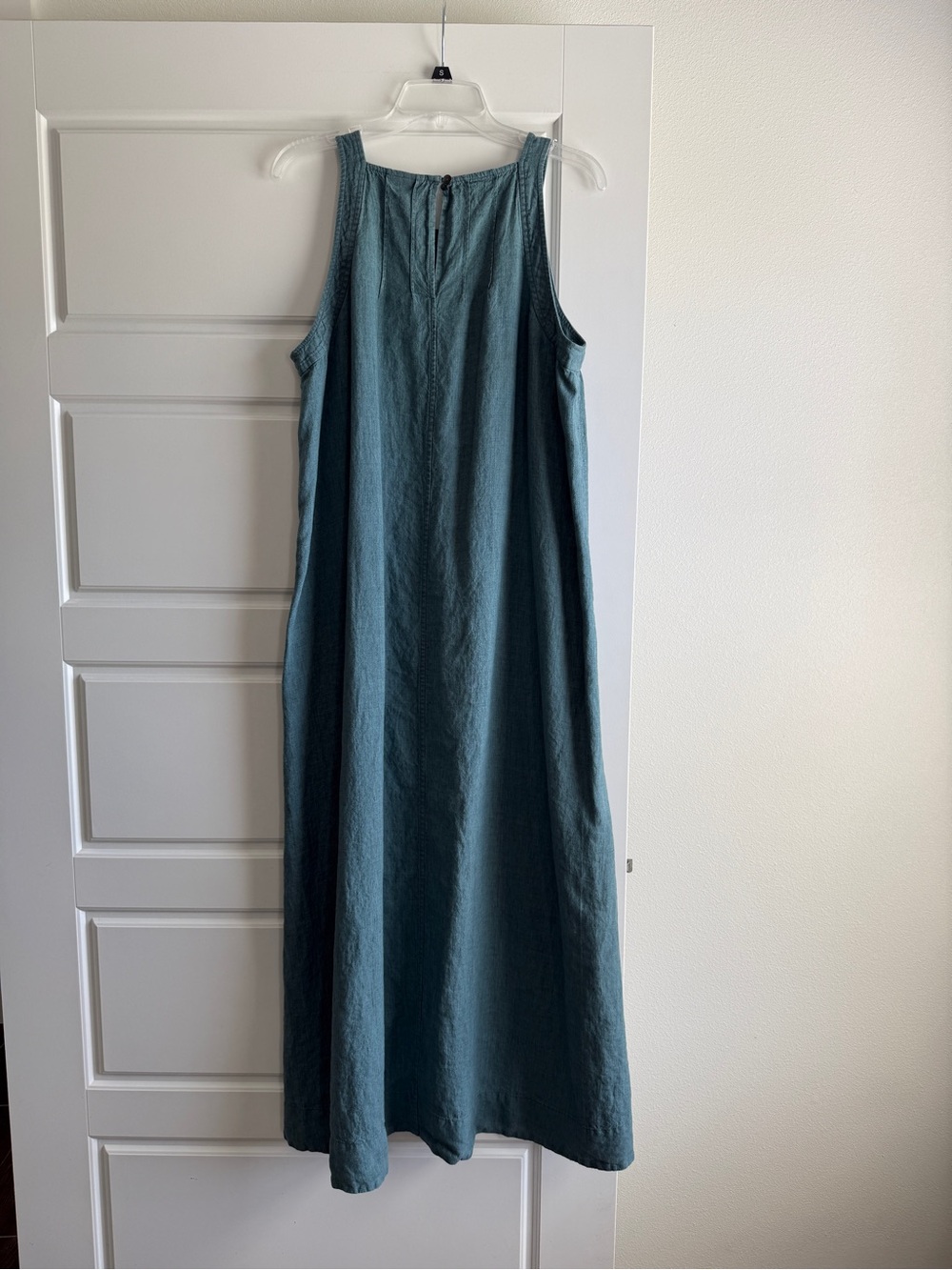 J. Jill Pure Jill Linen Pintucked Maxi Dress Steele Blue Melange - Picture 6 of 8